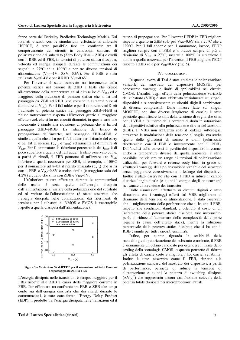 Anteprima della tesi: Metodologie di Polarizzazione del Substrato di Dispositivi CMOS per la Riduzione del Ritardo e della Potenza Dissipata, Pagina 3
