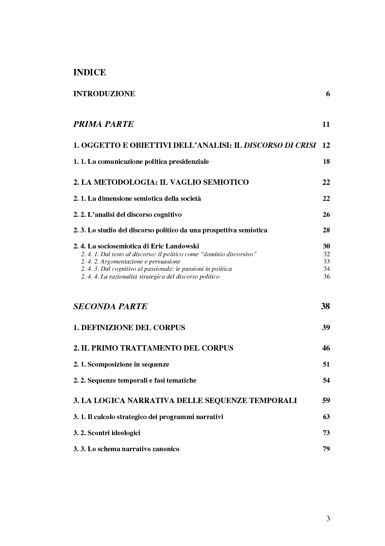 Indice della tesi: Come si racconta una guerra. Analisi semiotica dei discorsi di George W. Bush durante la guerra in Iraq., Pagina 1