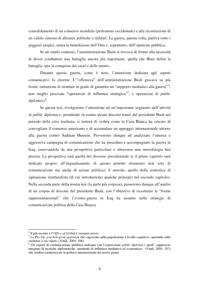 Anteprima della tesi: Come si racconta una guerra. Analisi semiotica dei discorsi di George W. Bush durante la guerra in Iraq., Pagina 4