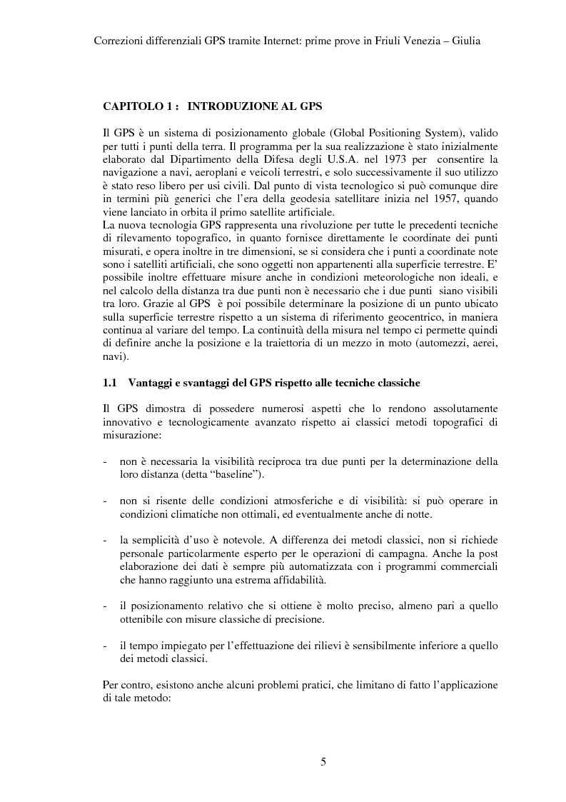 Anteprima della tesi: Correzioni GPS differenziali tramite internet, prime prove in Friuli Venezia Giulia, Pagina 2