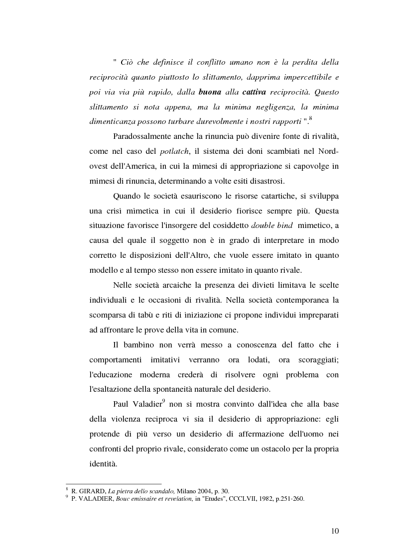 Anteprima della tesi: René Girard e la storia delle religioni: mimetismo e meccanismo vittimario, Pagina 10