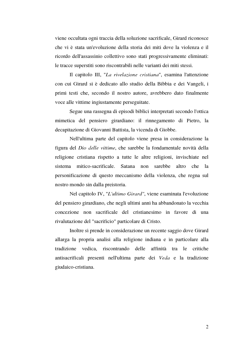 Anteprima della tesi: René Girard e la storia delle religioni: mimetismo e meccanismo vittimario, Pagina 2
