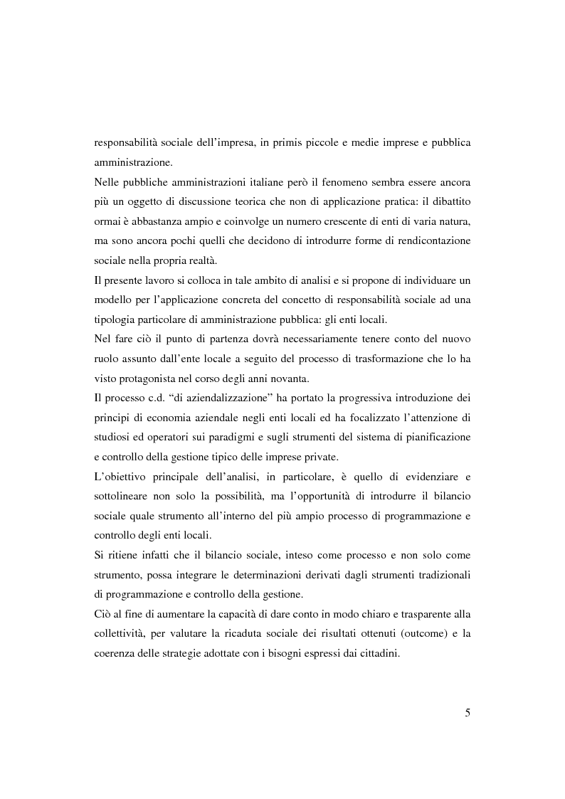 Anteprima della tesi: Bilancio sociale e sistemi di programmazione e controllo negli enti locali, Pagina 2