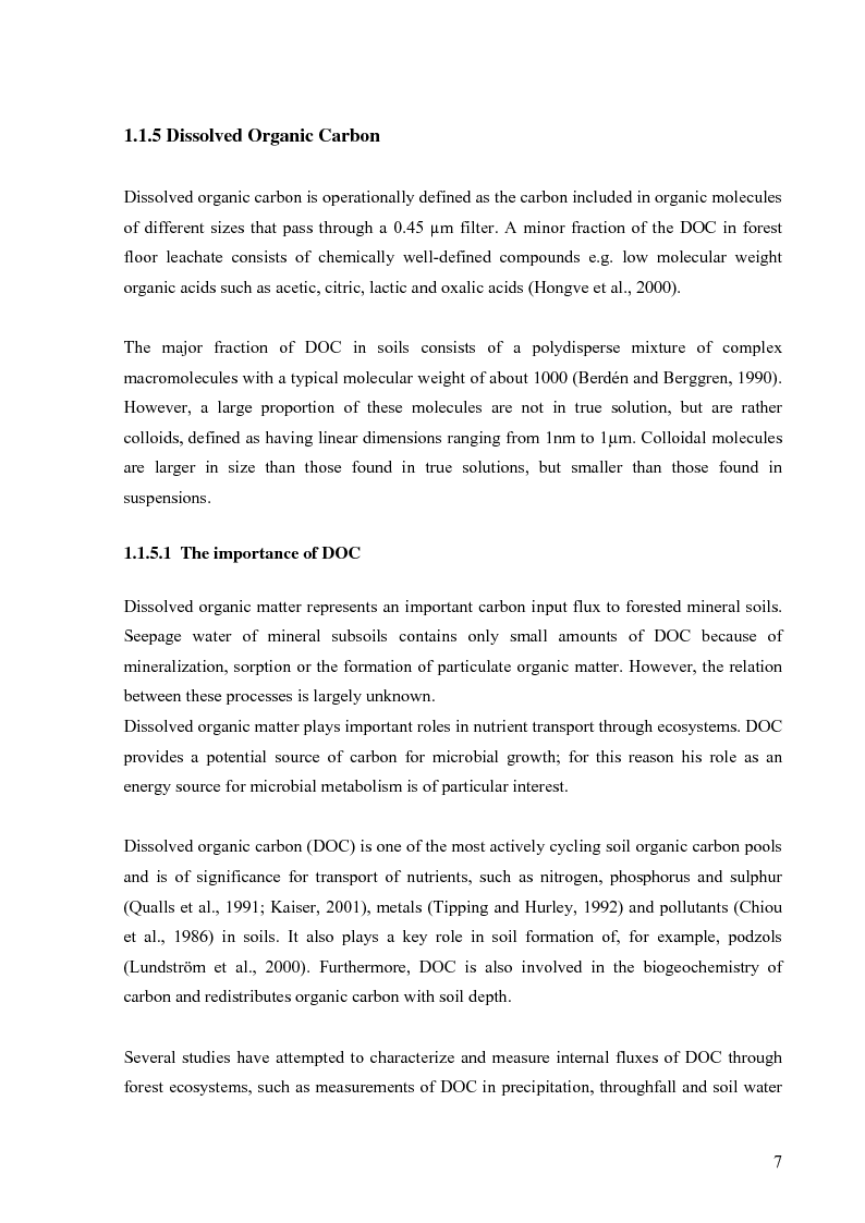 Anteprima della tesi: Mineralization of dissolved organic carbon (DOC) and nitrogen (DON) in the soil solution of different forested stands in Flanders, Pagina 11
