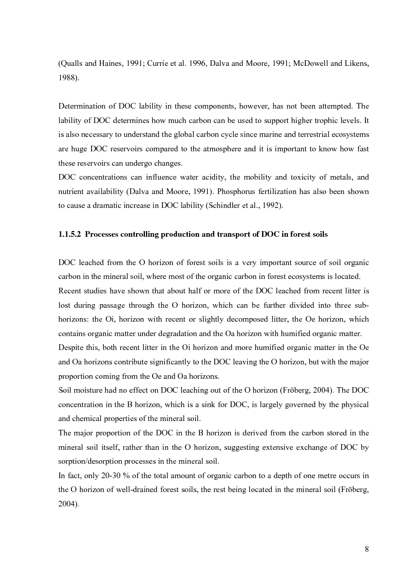 Anteprima della tesi: Mineralization of dissolved organic carbon (DOC) and nitrogen (DON) in the soil solution of different forested stands in Flanders, Pagina 12