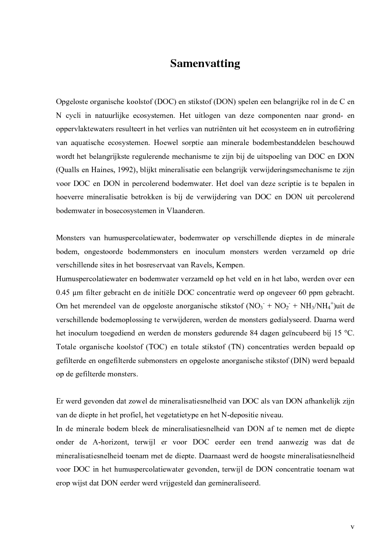 Anteprima della tesi: Mineralization of dissolved organic carbon (DOC) and nitrogen (DON) in the soil solution of different forested stands in Flanders, Pagina 3