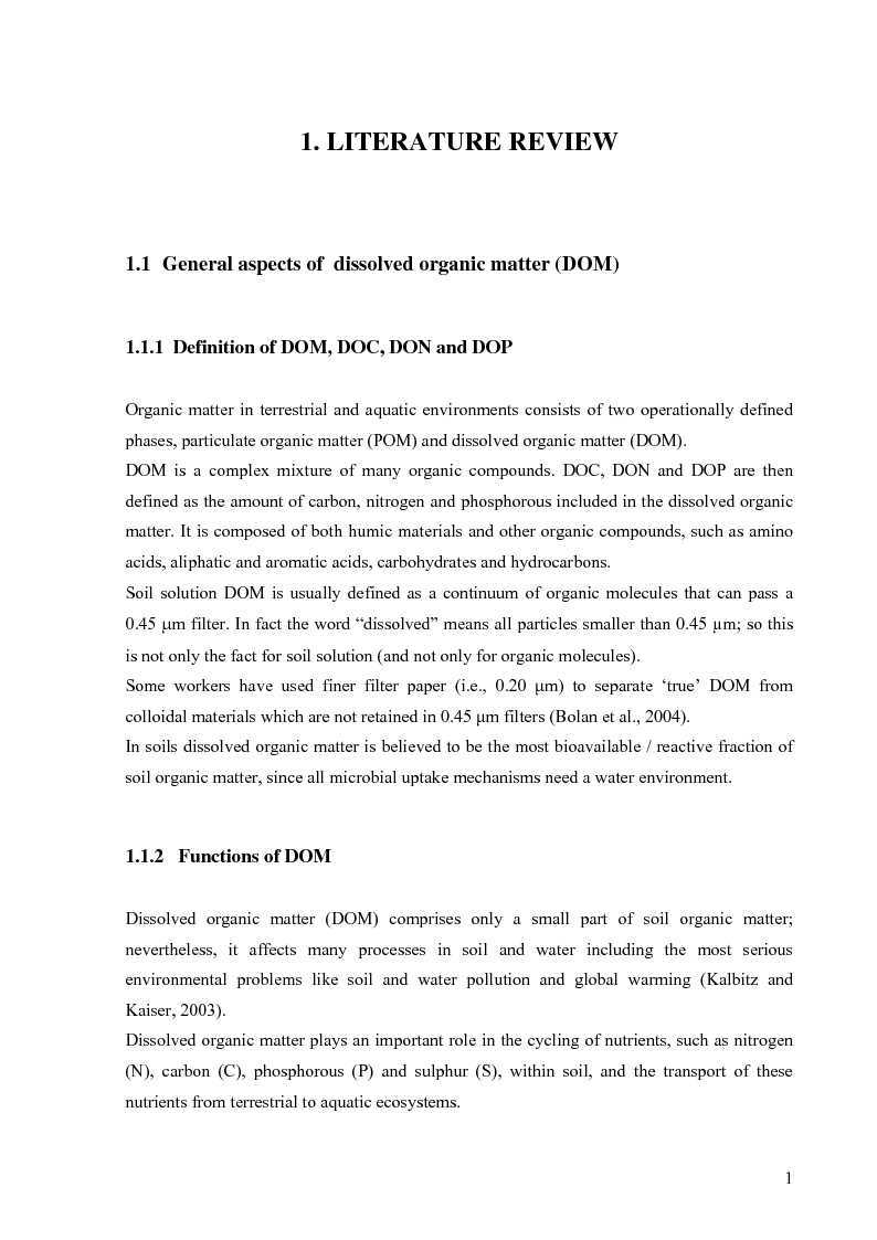 Anteprima della tesi: Mineralization of dissolved organic carbon (DOC) and nitrogen (DON) in the soil solution of different forested stands in Flanders, Pagina 5