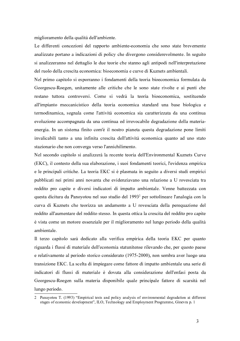 Anteprima della tesi: Teoria bioeconomica e curva di Kuznets ambientale: i flussi di materiale nell'economia statunitense, Pagina 3