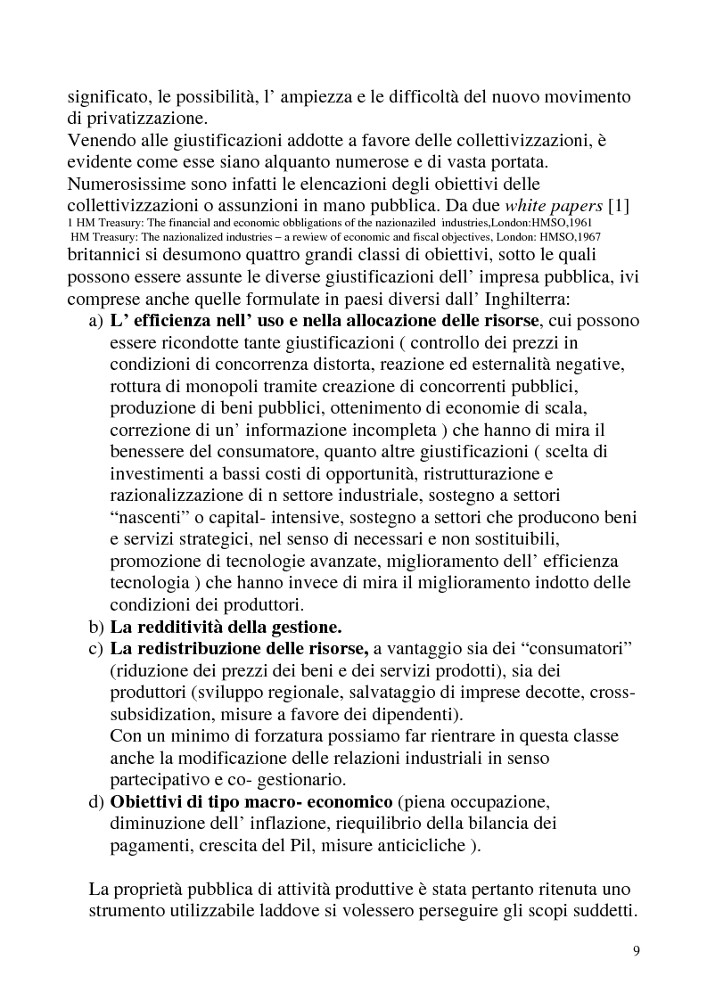Anteprima della tesi: Le privatizzazioni in Italia. Il caso Enel, Pagina 6