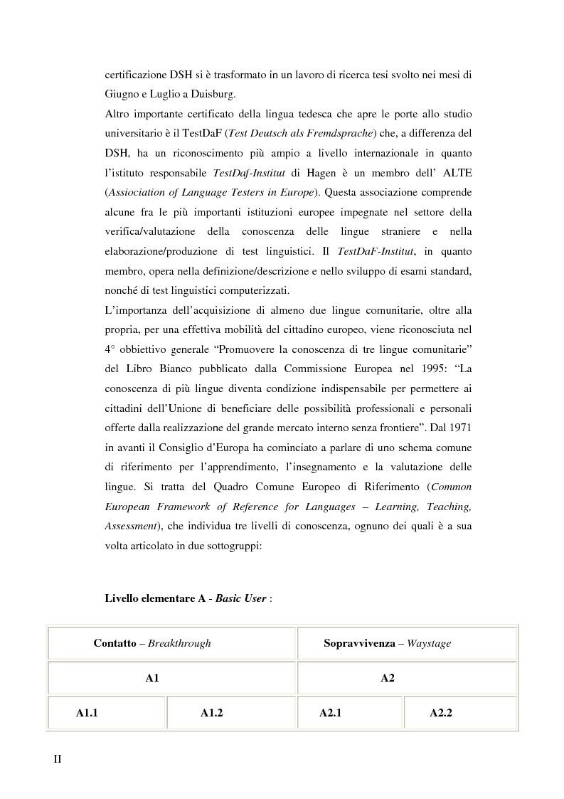 Anteprima della tesi: Das Renmin-Projekt der Universität Duisburg-Essen. Vergleich zwischen DSH und TestDaF, Pagina 2