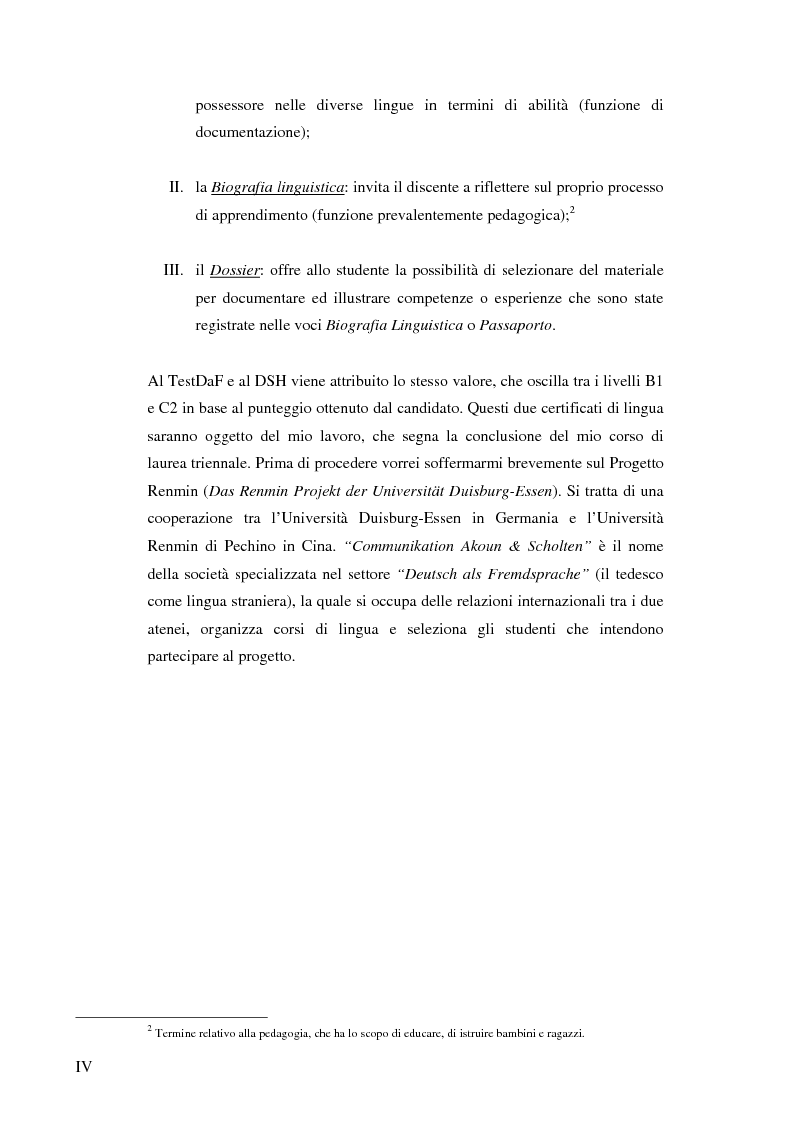 Anteprima della tesi: Das Renmin-Projekt der Universität Duisburg-Essen. Vergleich zwischen DSH und TestDaF, Pagina 4