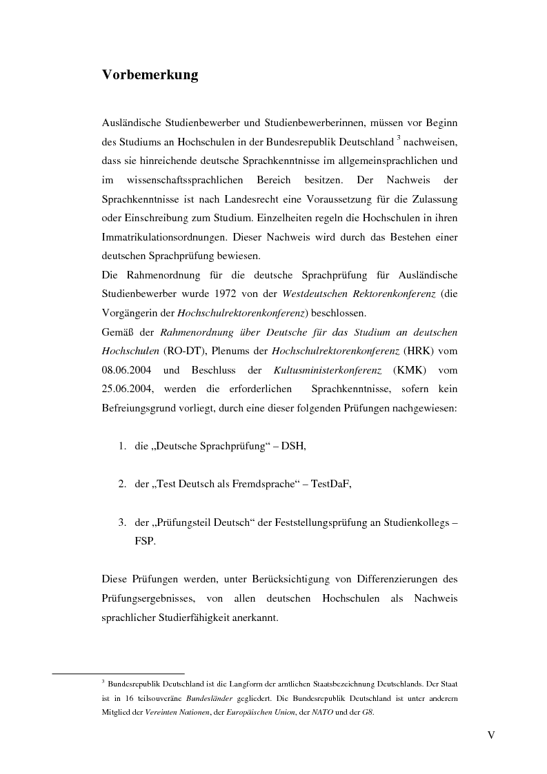 Anteprima della tesi: Das Renmin-Projekt der Universität Duisburg-Essen. Vergleich zwischen DSH und TestDaF, Pagina 5
