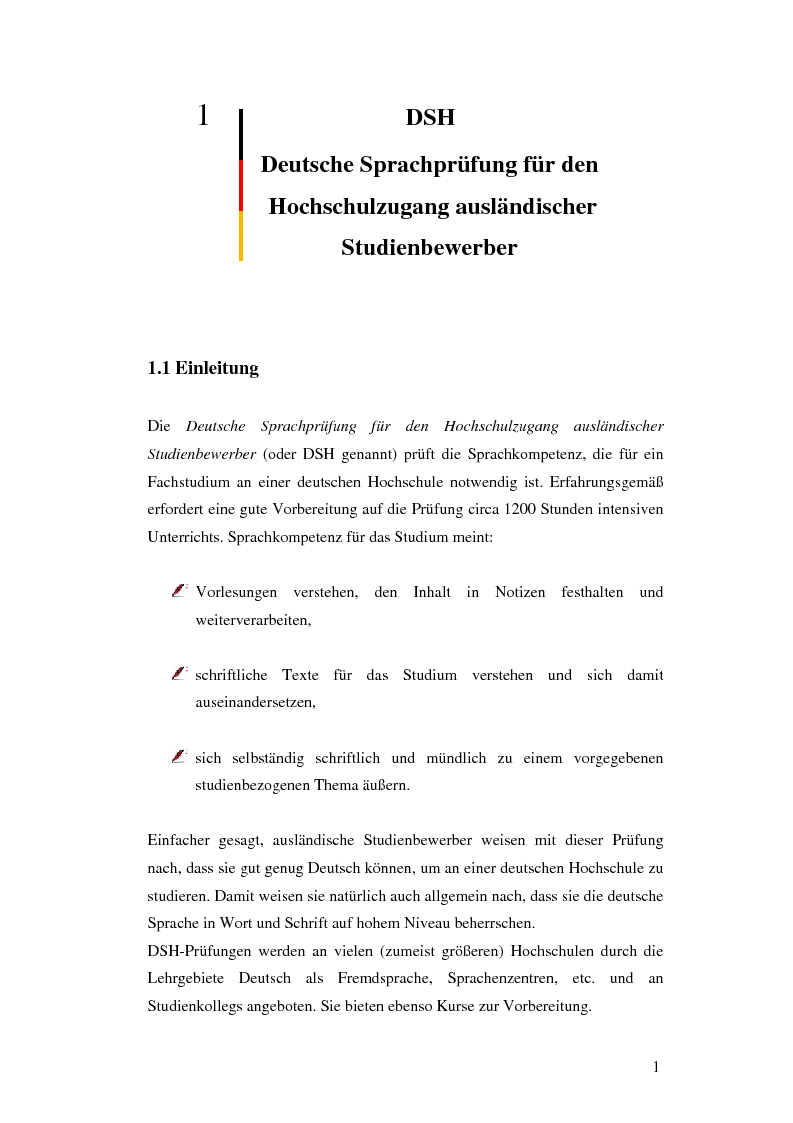 Anteprima della tesi: Das Renmin-Projekt der Universität Duisburg-Essen. Vergleich zwischen DSH und TestDaF, Pagina 8