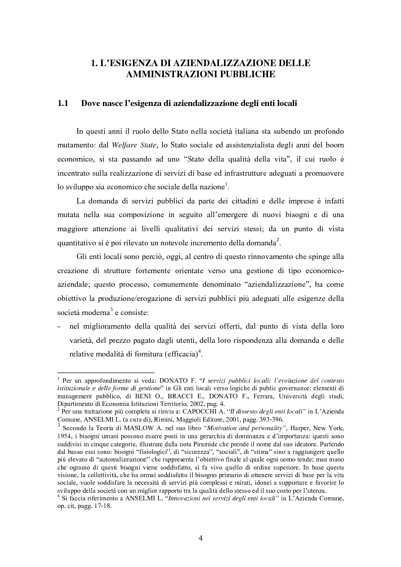 Anteprima della tesi: La certificazione di qualità negli Enti Locali: l'esperienza d'avanguardia della Provincia di Ferrara, Pagina 5
