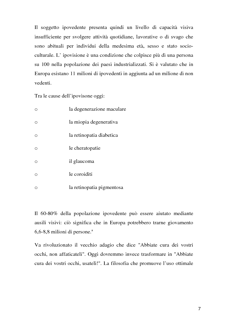 Anteprima della tesi: Tecnologie per un alunno ipovedente nella scuola dell’obbligo, Pagina 2