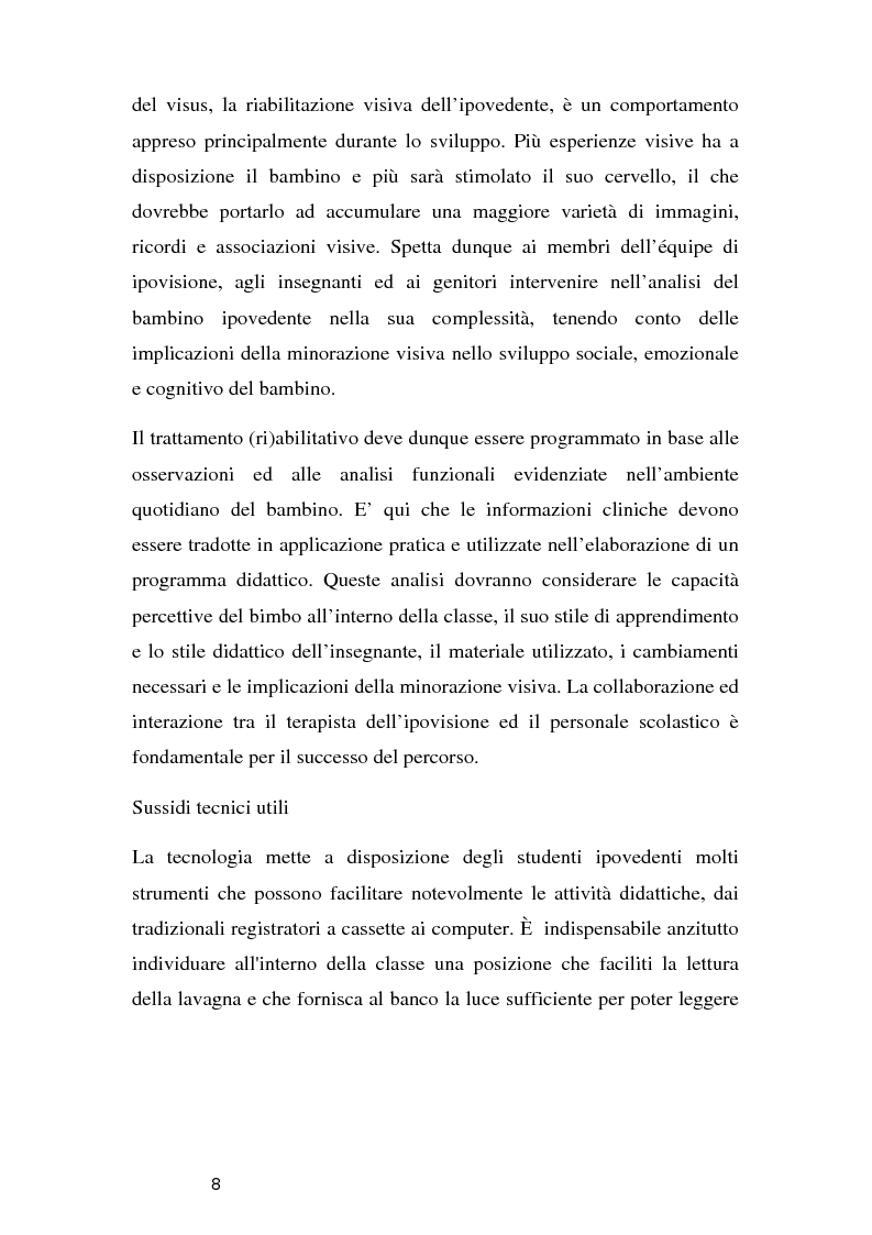 Anteprima della tesi: Tecnologie per un alunno ipovedente nella scuola dell’obbligo, Pagina 3