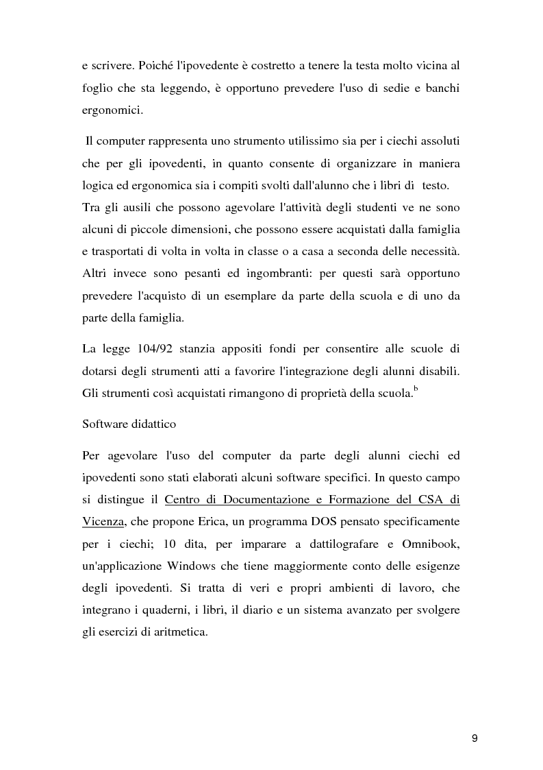 Anteprima della tesi: Tecnologie per un alunno ipovedente nella scuola dell’obbligo, Pagina 4