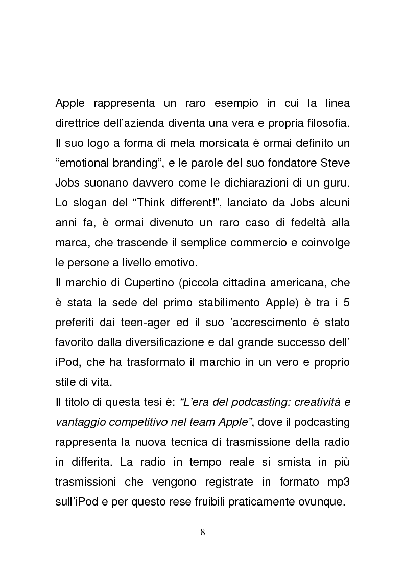 Anteprima della tesi: L'era del podcasting: creatività e vantaggio competitivo nel team Apple, Pagina 5