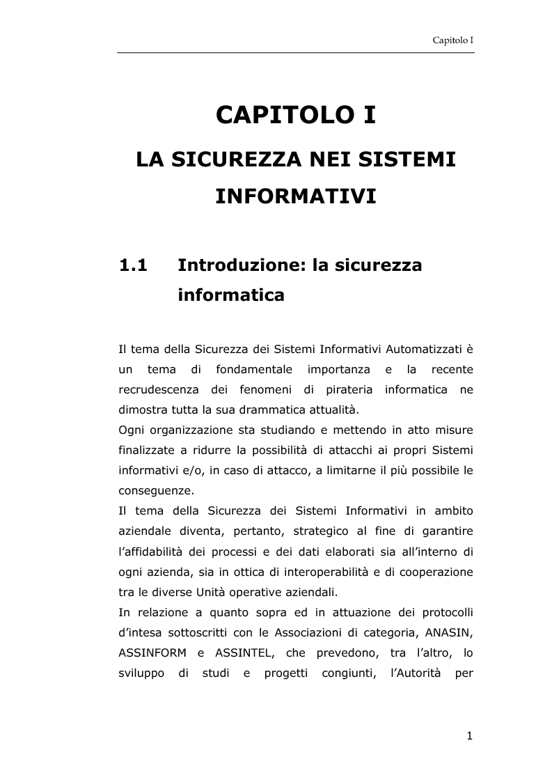 Anteprima della tesi: La sicurezza informatica in applicazioni direzionali: una soluzione per la gestione sicura dei dati nella piccola e media impresa, Pagina 7