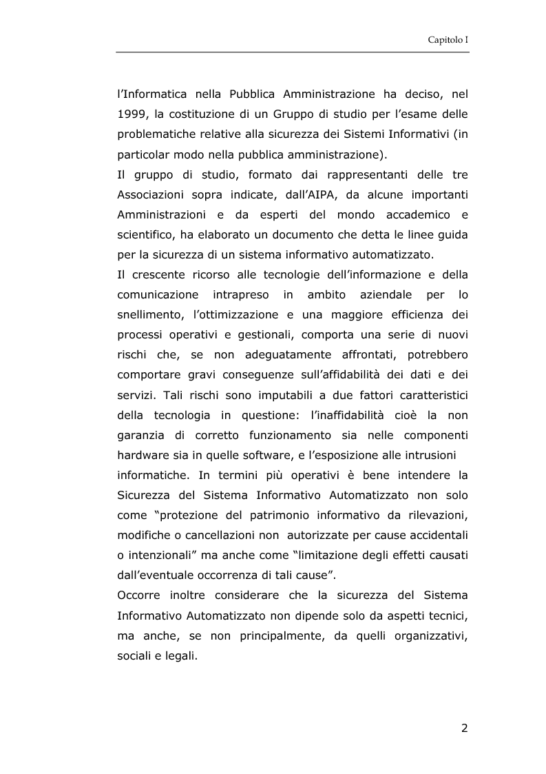 Anteprima della tesi: La sicurezza informatica in applicazioni direzionali: una soluzione per la gestione sicura dei dati nella piccola e media impresa, Pagina 8