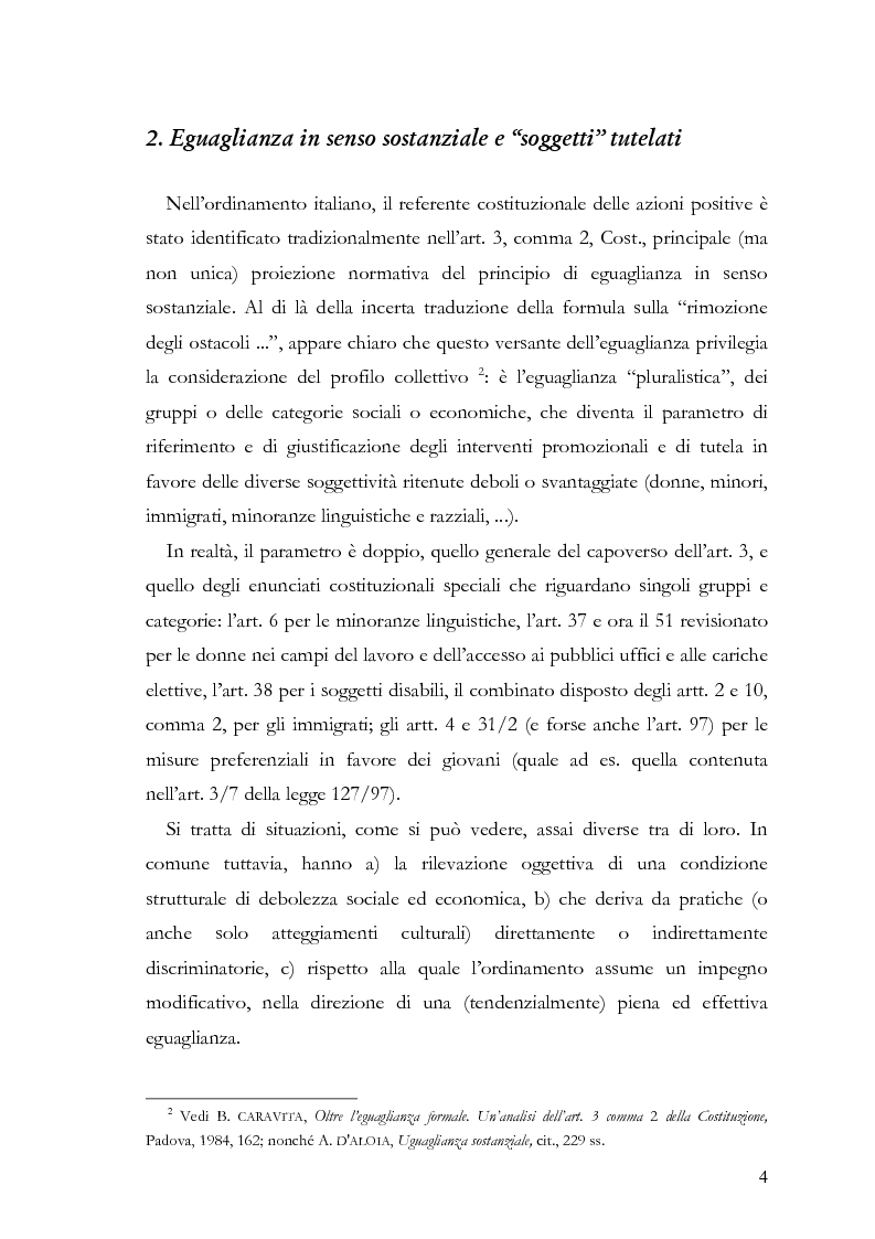 Anteprima della tesi: Azioni positive e rappresentanza politica: il problema delle “quote rosa”, Pagina 4