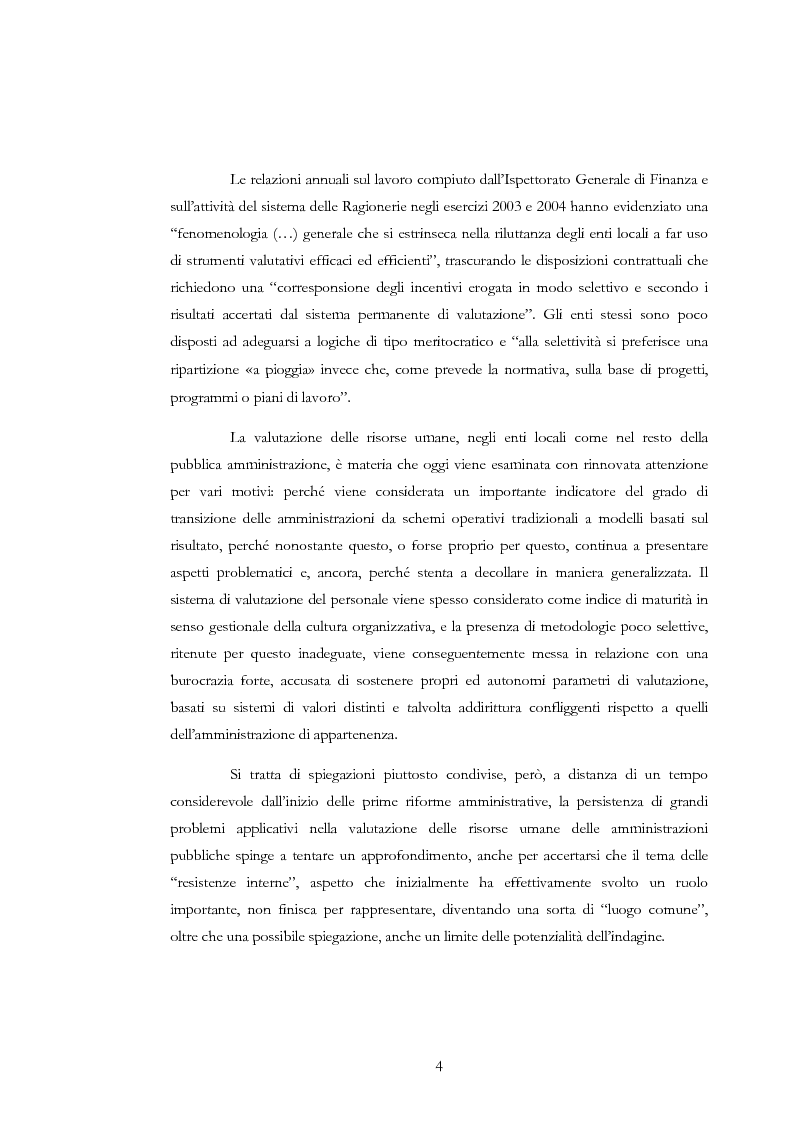 Anteprima della tesi: La valutazione delle risorse umane negli enti locali: il caso del Comune di Siena, Pagina 4