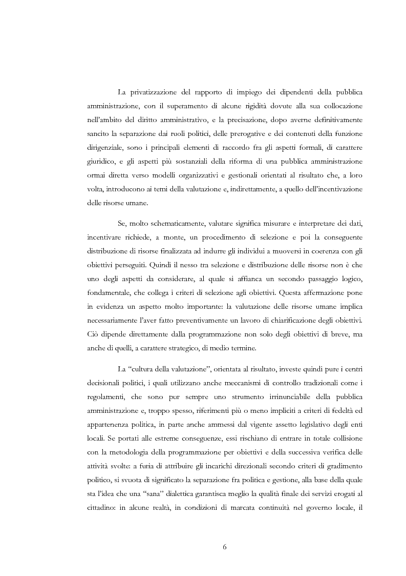 Anteprima della tesi: La valutazione delle risorse umane negli enti locali: il caso del Comune di Siena, Pagina 6