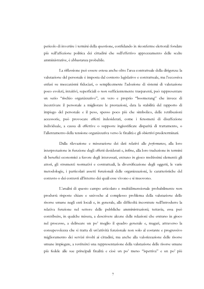 Anteprima della tesi: La valutazione delle risorse umane negli enti locali: il caso del Comune di Siena, Pagina 7