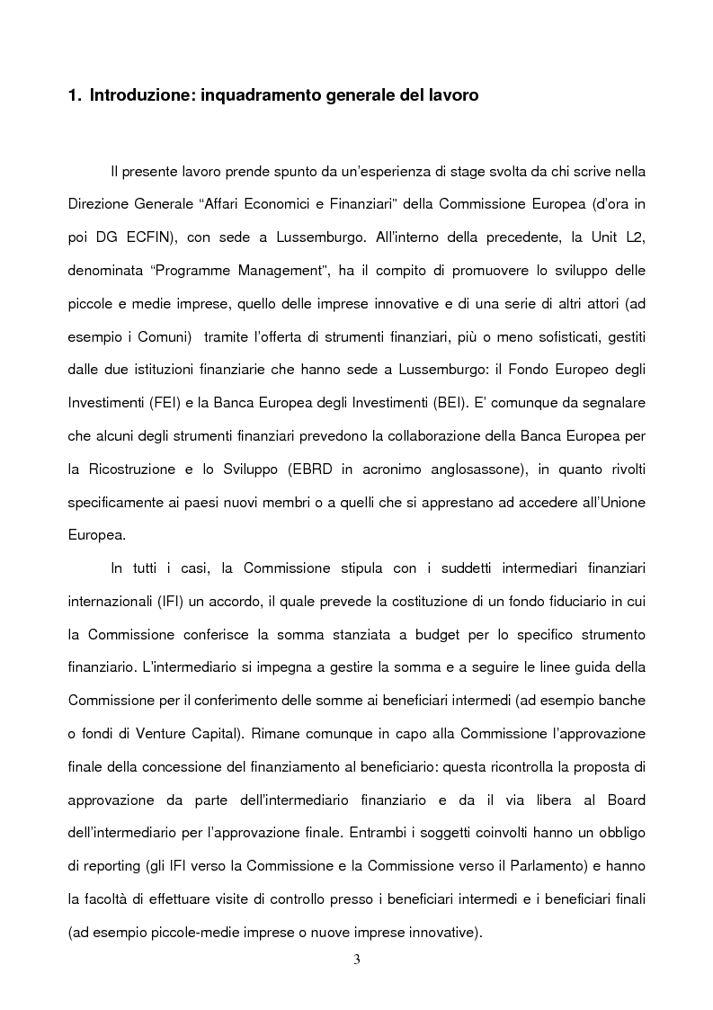Anteprima della tesi: Il ruolo della Commissione Europea nell'attrazione di capitali sul territorio nazionale tramite strumenti finanziari innovativi: il Venture Capital e il caso di ETF Start-up, Pagina 3