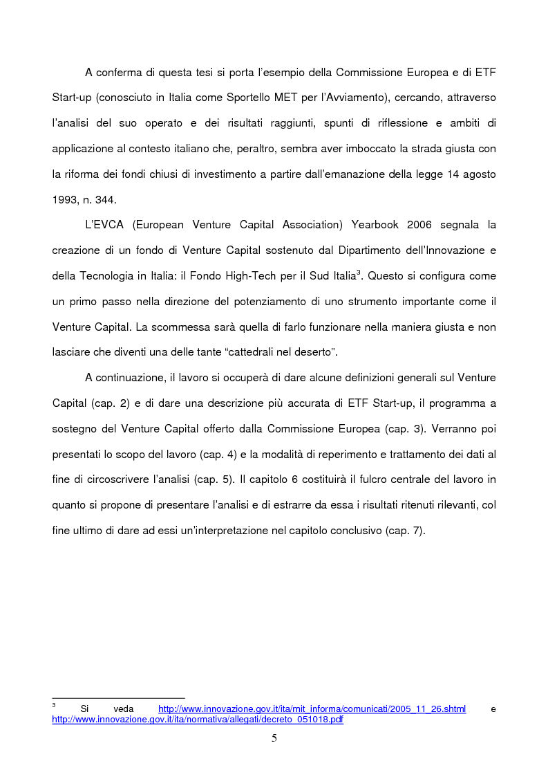 Anteprima della tesi: Il ruolo della Commissione Europea nell'attrazione di capitali sul territorio nazionale tramite strumenti finanziari innovativi: il Venture Capital e il caso di ETF Start-up, Pagina 5
