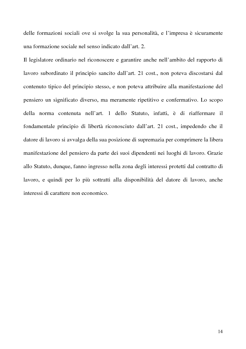 Anteprima della tesi: Libertà di opinione del lavoratore, Pagina 11