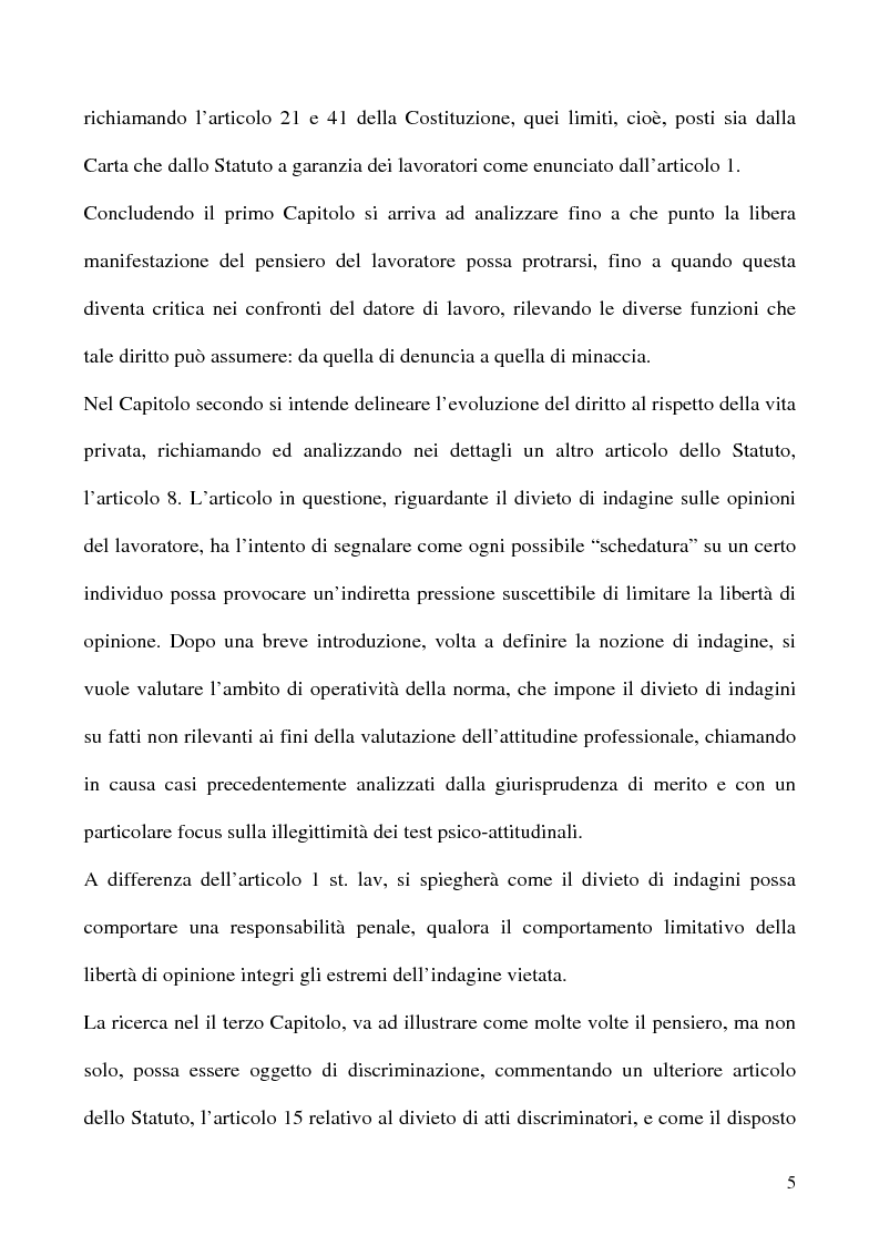 Anteprima della tesi: Libertà di opinione del lavoratore, Pagina 2