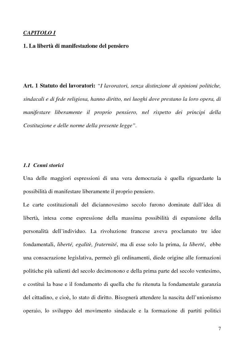Anteprima della tesi: Libertà di opinione del lavoratore, Pagina 4