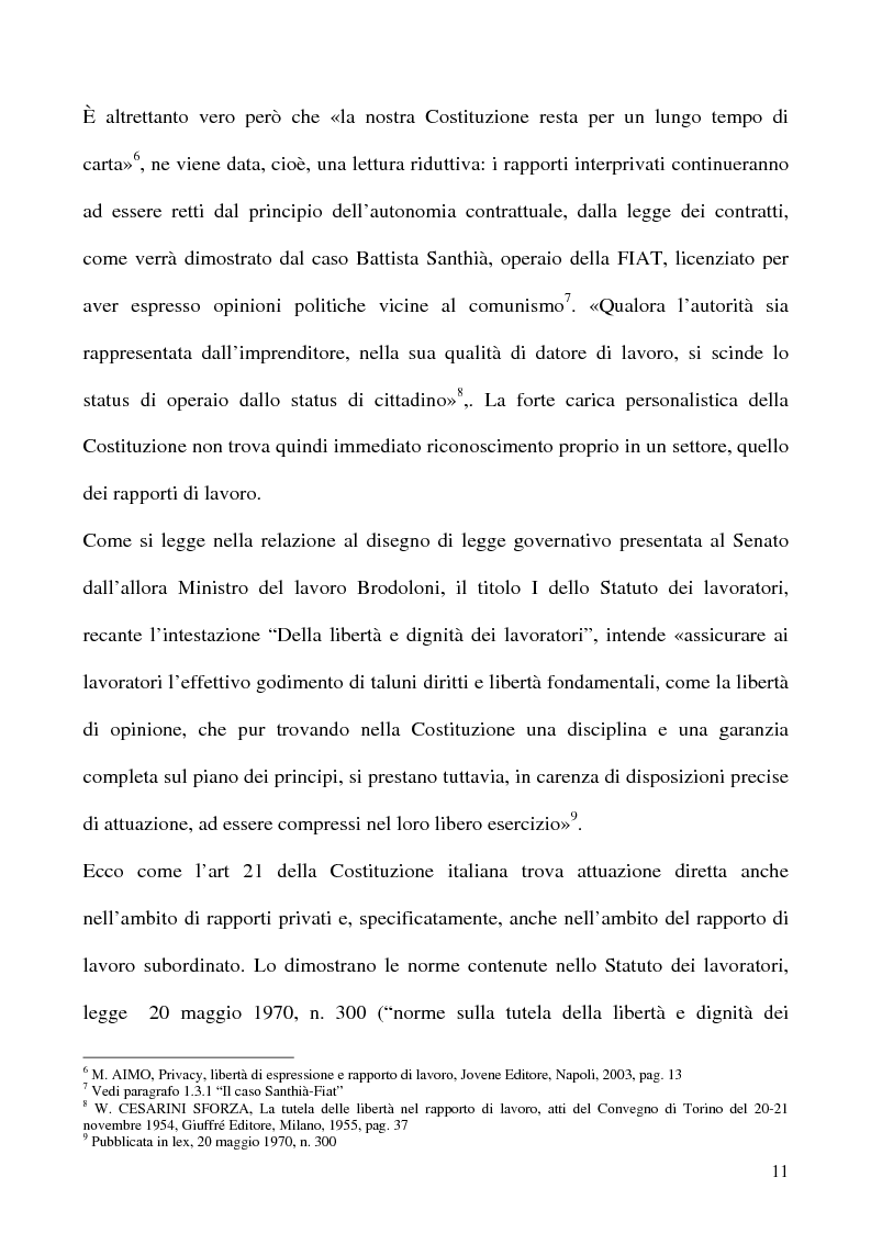 Anteprima della tesi: Libertà di opinione del lavoratore, Pagina 8