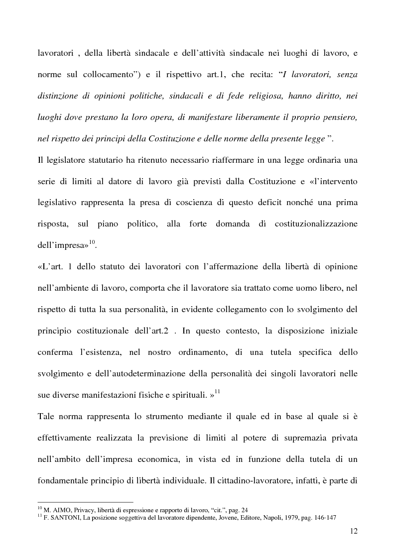 Anteprima della tesi: Libertà di opinione del lavoratore, Pagina 9
