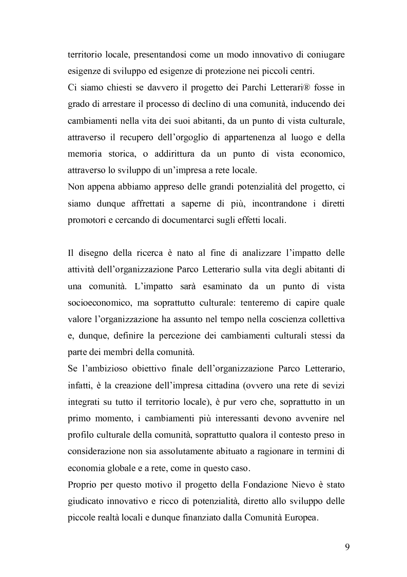 Anteprima della tesi: Derive socioeconomiche e culturali dell'istituzione di un Parco Letterario in una comunità. Il caso di Valsinni., Pagina 2