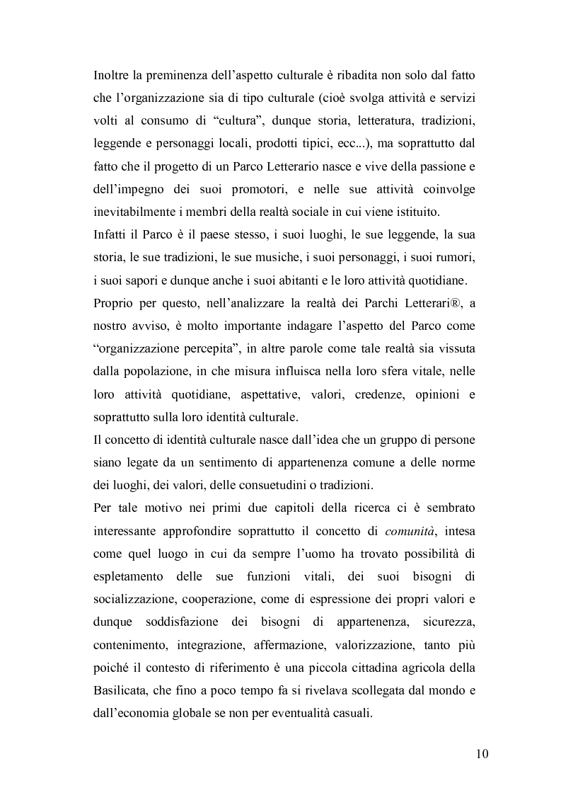 Anteprima della tesi: Derive socioeconomiche e culturali dell'istituzione di un Parco Letterario in una comunità. Il caso di Valsinni., Pagina 3