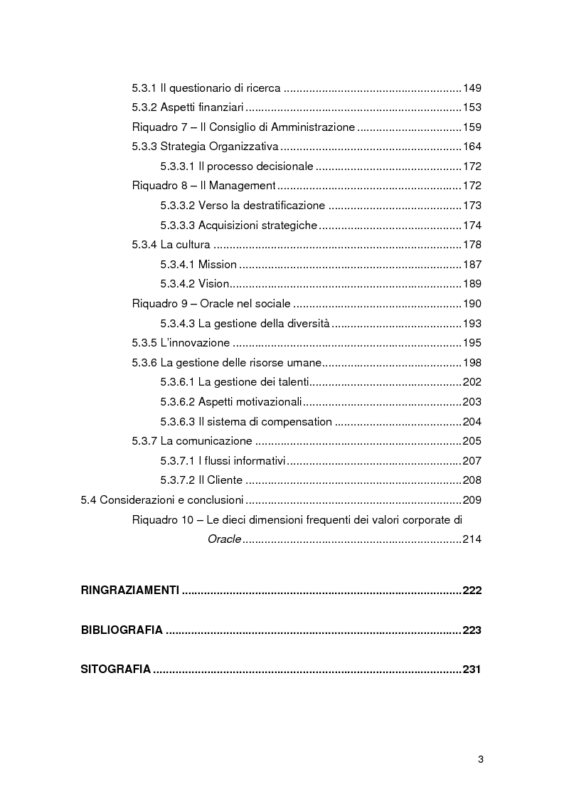 Indice della tesi: Resilience individuale e contesto organizzativo: il caso Oracle, Pagina 3