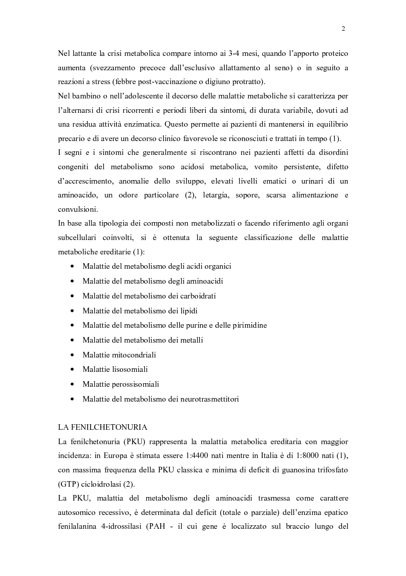 Anteprima della tesi: Il ruolo della dietista nel trattamento della fenilchetonuria, Pagina 2