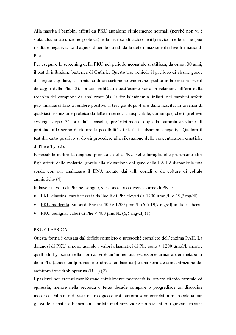 Anteprima della tesi: Il ruolo della dietista nel trattamento della fenilchetonuria, Pagina 4