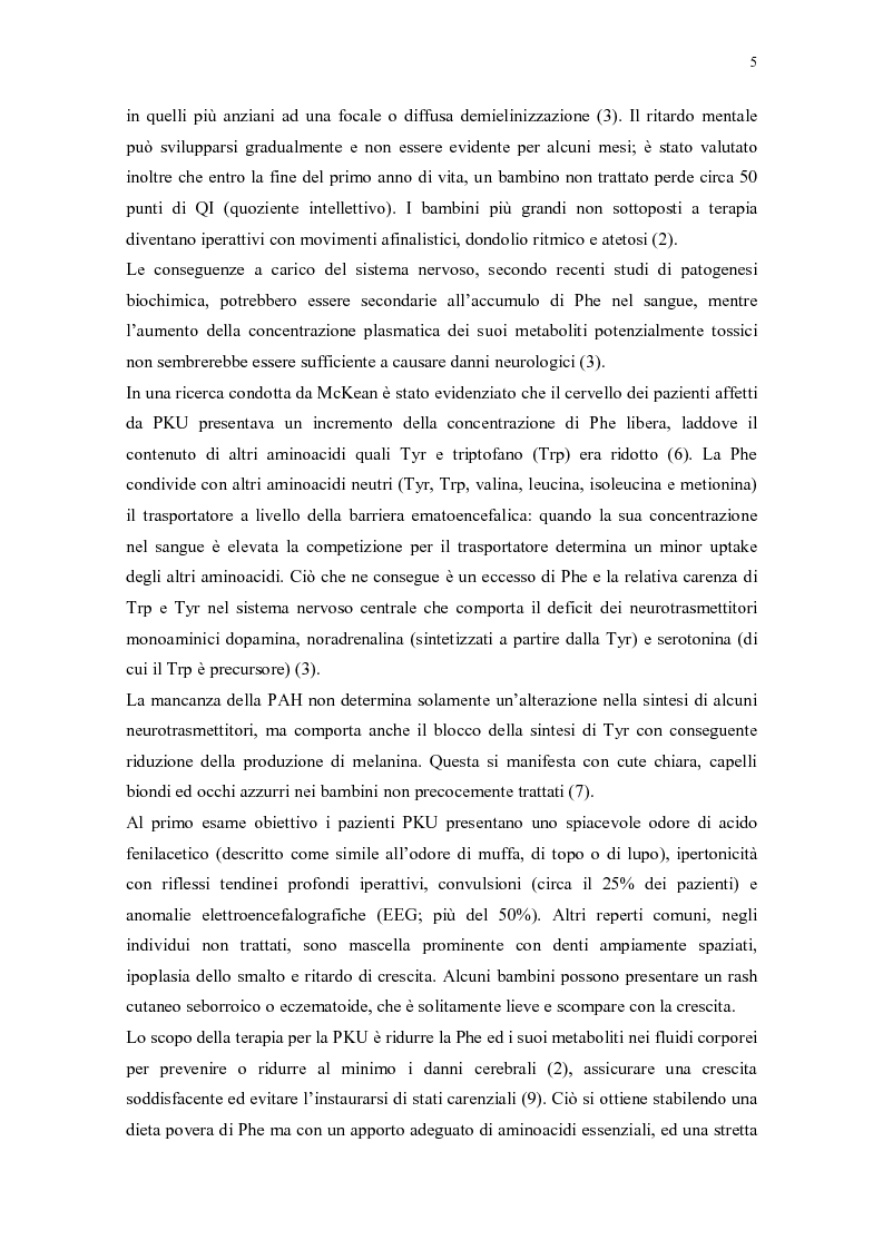 Anteprima della tesi: Il ruolo della dietista nel trattamento della fenilchetonuria, Pagina 5