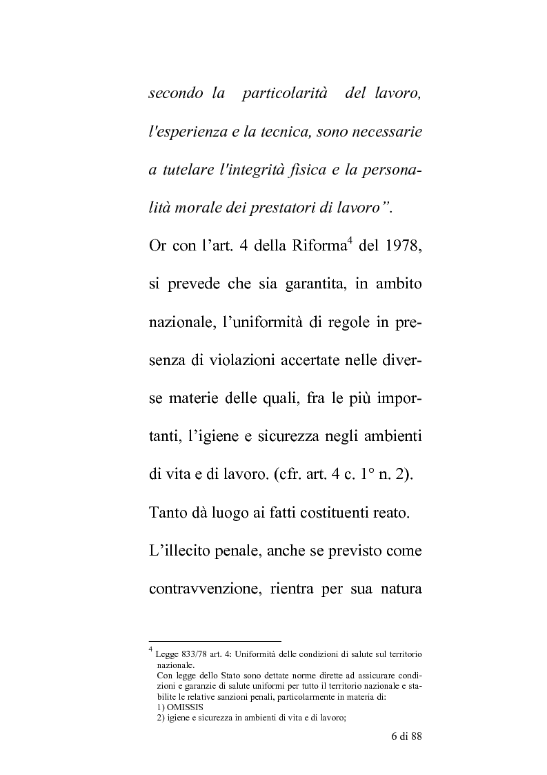 Anteprima della tesi: Delle compentenze della P.A. nella estinzione dei reati contravenzionali in materia di violazione delle norme di igiene e sicurezza del lavoro, Pagina 5