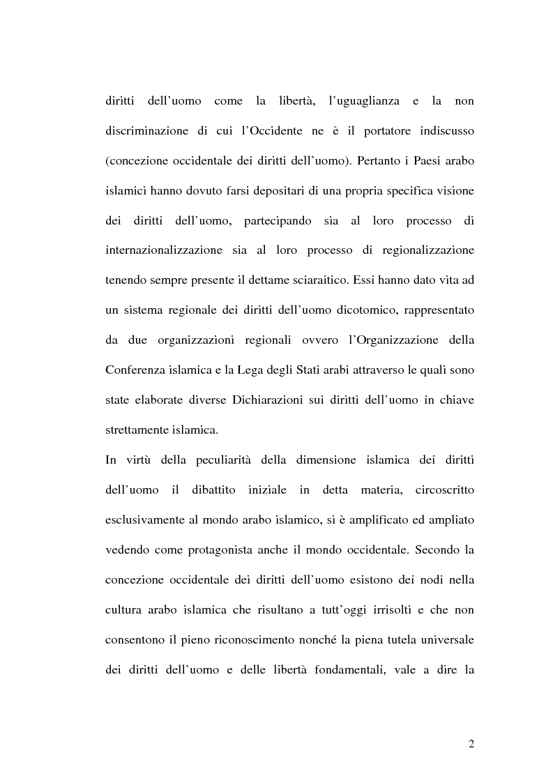 Anteprima della tesi: I diritti dell'uomo nei paesi arabo islamici, Pagina 2