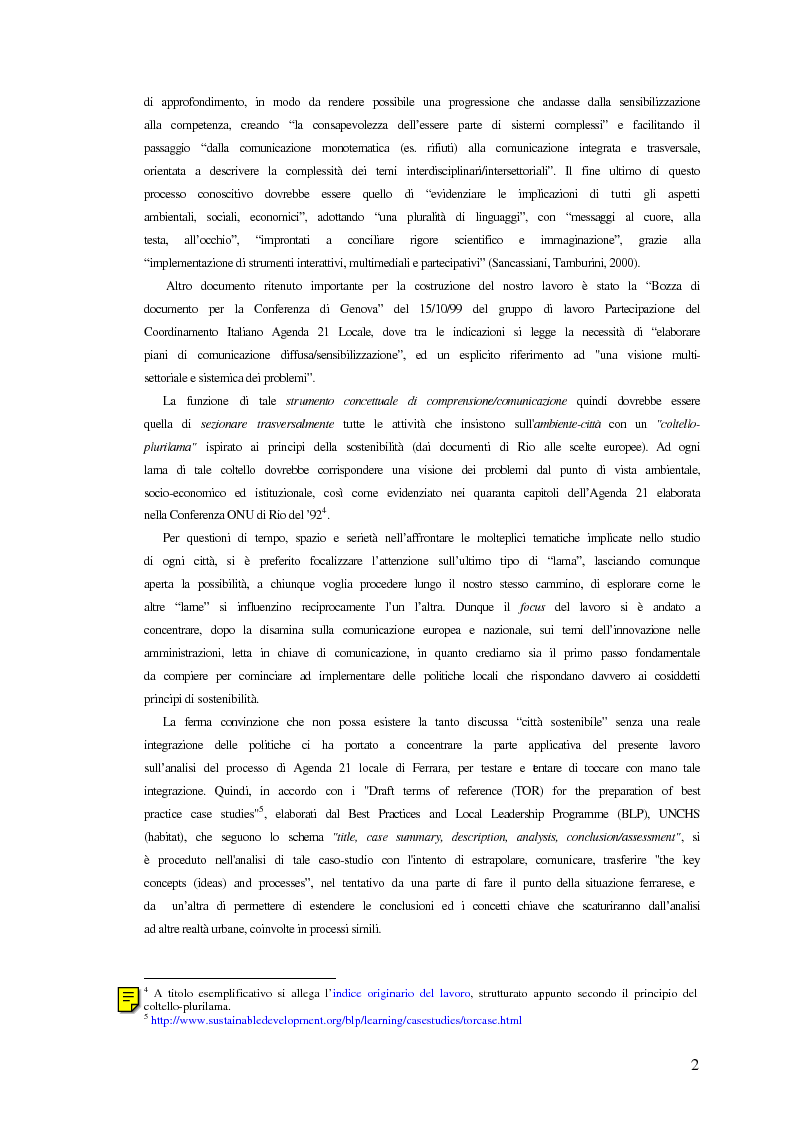 Anteprima della tesi: Comunicazione ed integrazione delle politiche per l’attuazione della sostenibilità., Pagina 2