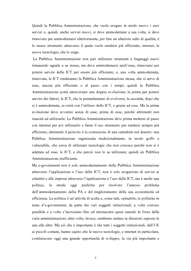 Anteprima della tesi: Politiche comunitarie, statali e regionali in tema di e-government, Pagina 5