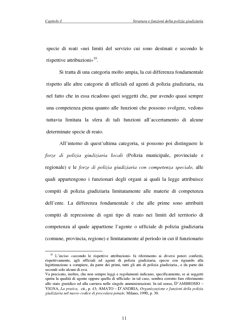 Anteprima della tesi: L'attività di indagine su iniziativa della polizia giudiziaria: profili giuridi e questioni pratiche, Pagina 11