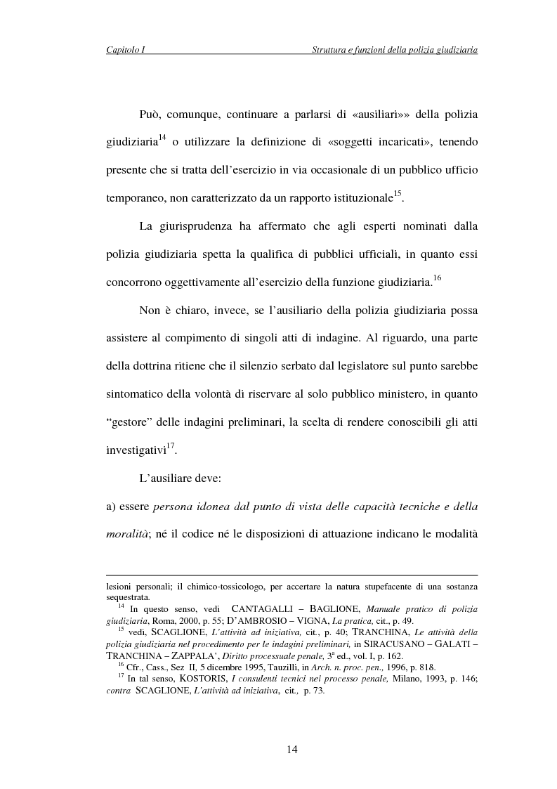 Anteprima della tesi: L'attività di indagine su iniziativa della polizia giudiziaria: profili giuridi e questioni pratiche, Pagina 14