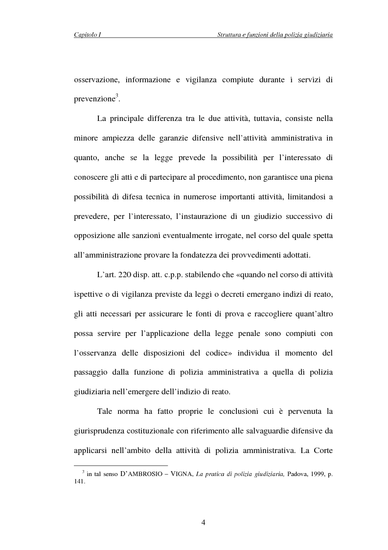 Anteprima della tesi: L'attività di indagine su iniziativa della polizia giudiziaria: profili giuridi e questioni pratiche, Pagina 4