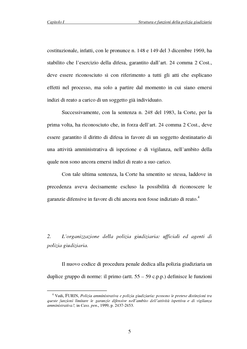Anteprima della tesi: L'attività di indagine su iniziativa della polizia giudiziaria: profili giuridi e questioni pratiche, Pagina 5