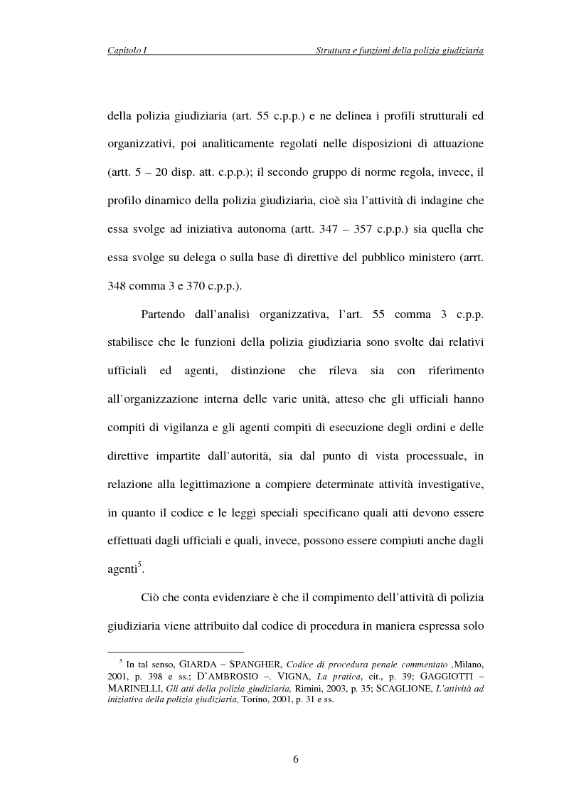 Anteprima della tesi: L'attività di indagine su iniziativa della polizia giudiziaria: profili giuridi e questioni pratiche, Pagina 6